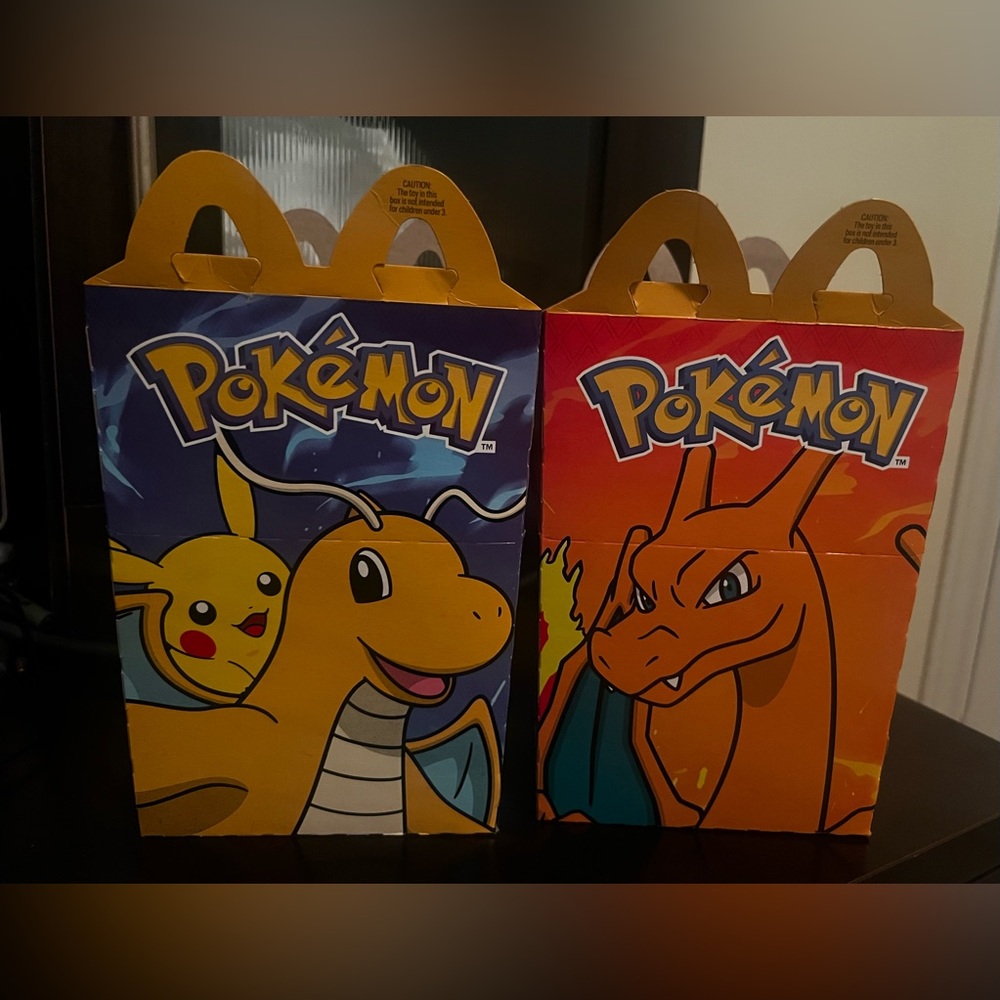 McDonald's Pokémon Happy Meal Boxes - Pikachu Dragonite Charizard